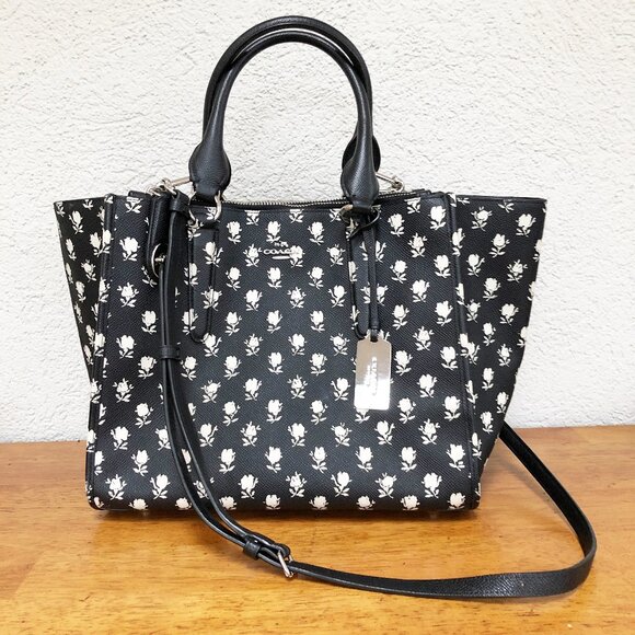 Coach Crosby Carryall Satchel in Floral Crossgrain Leather Crossbody Purse Bag - Picture 8 of 16